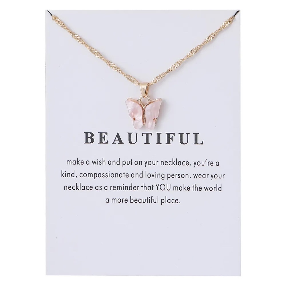 *DEE* Gold x Pink Beautiful Butterfly Fashion Necklace